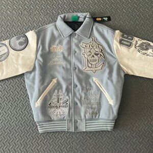 Civil Regime Star Wars Rebellion Collared Letterman Jacket in Gray Natural - M